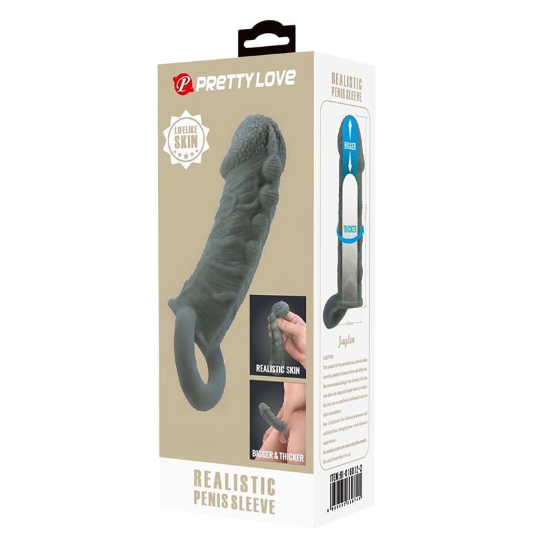 Pretty Love - Funda Realística Alargadora Y Retardante Para Pene Gris