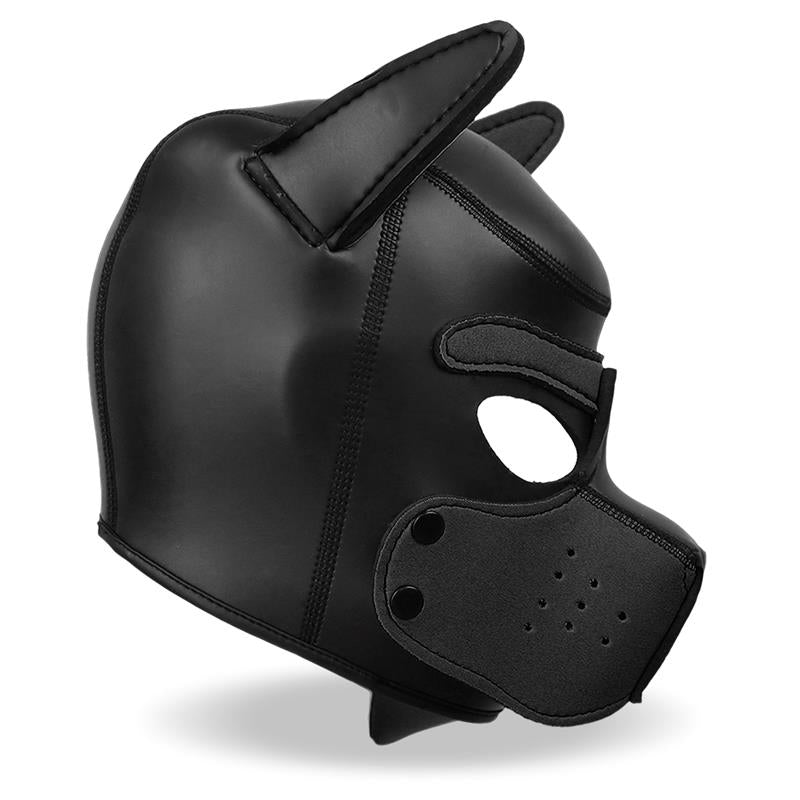 Máscara De Perro De Neopreno Con Hocico Extraíble Negro Talla M