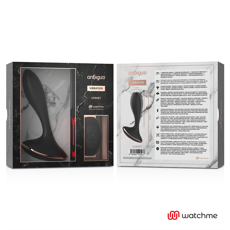 Anbiguo - Watchme Control Remoto Vibrador Plug Anal Vernet