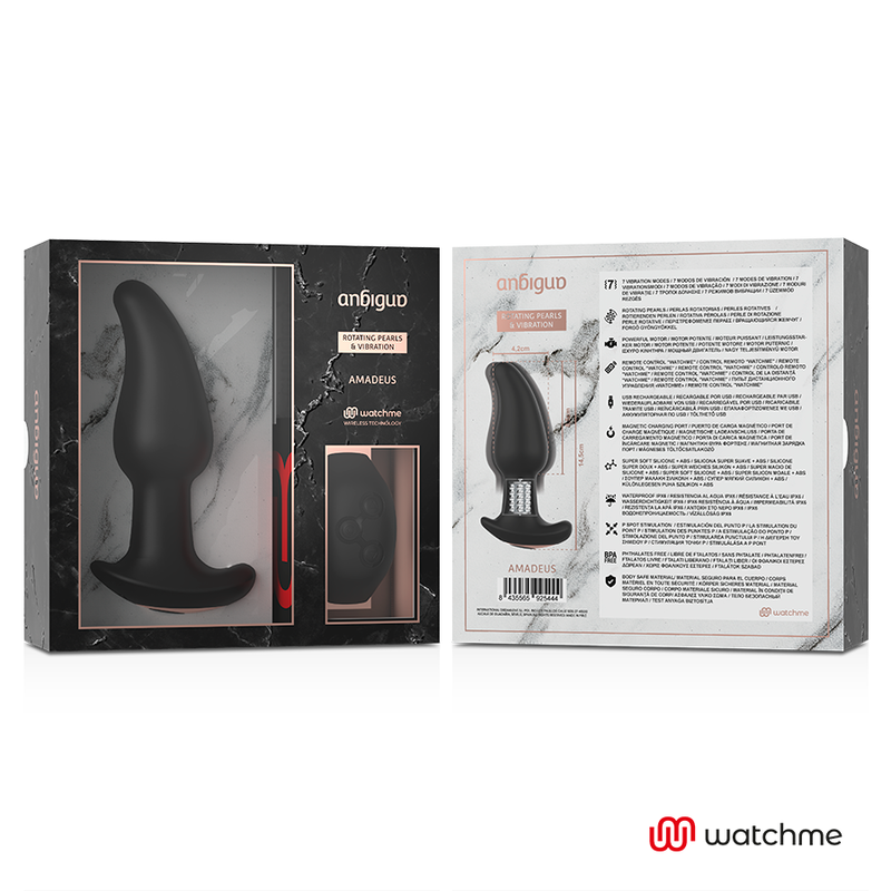 Anbiguo - Watchme Control Remoto Plug Anal Vibrador Con Rotación De Perlas Amadeus