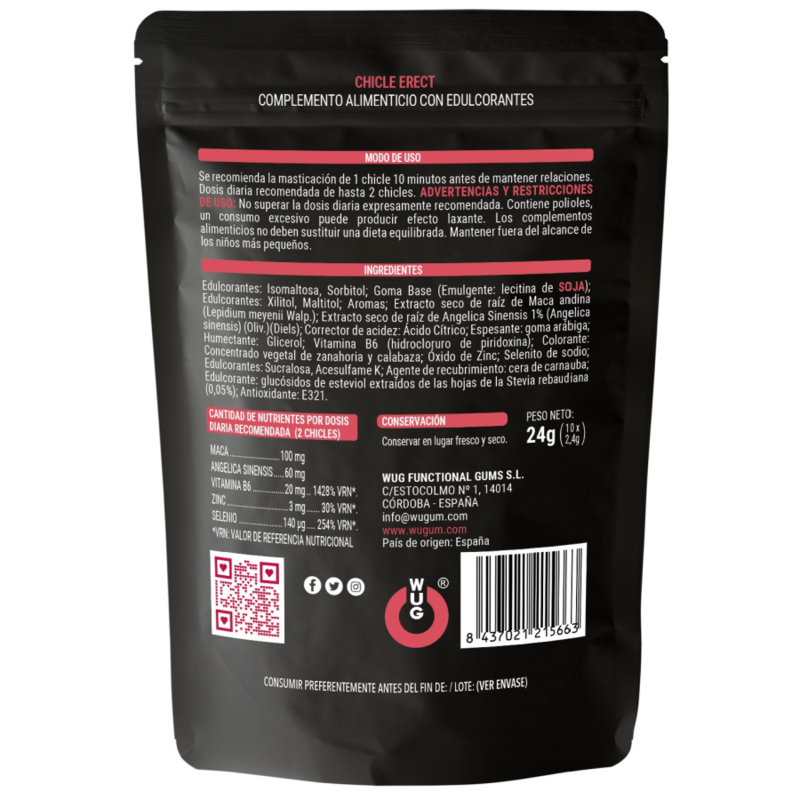 Wug Sex Sense - Erect Chicle Potenciador Erección 10 Unidades