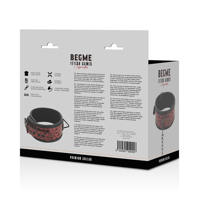 Begme - Red Edition Collar Cuero Vegano Con Forro De Neopreno