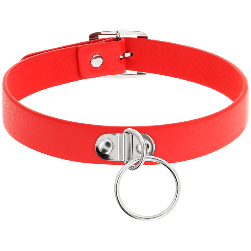 Collar Con Aro Cuero Vegano Talla Única