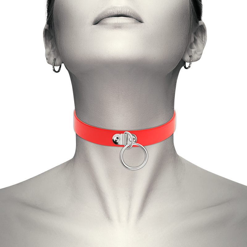 Collar Con Aro Cuero Vegano Talla Única