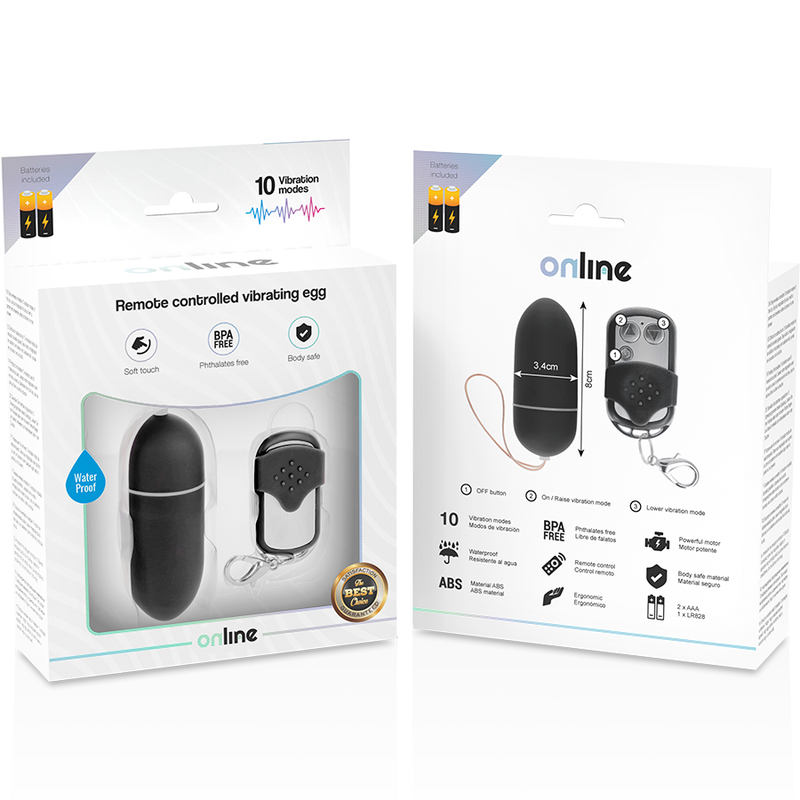 Online - Huevo Vibrador Control Remoto L Negro