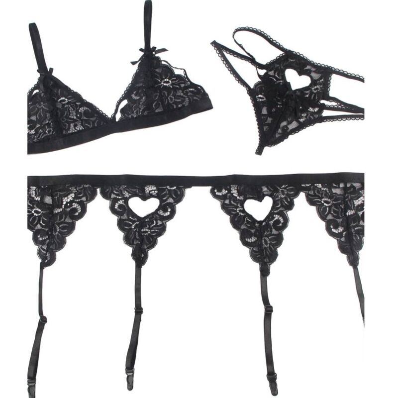 Subblime - Set 3 Piezas Sujetador + Liguero + Tanga S/M