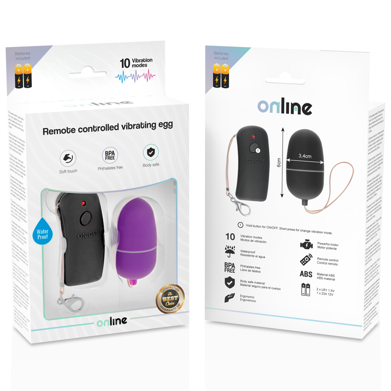 Online - Huevo Vibrador Con Mando Control Remoto Lila