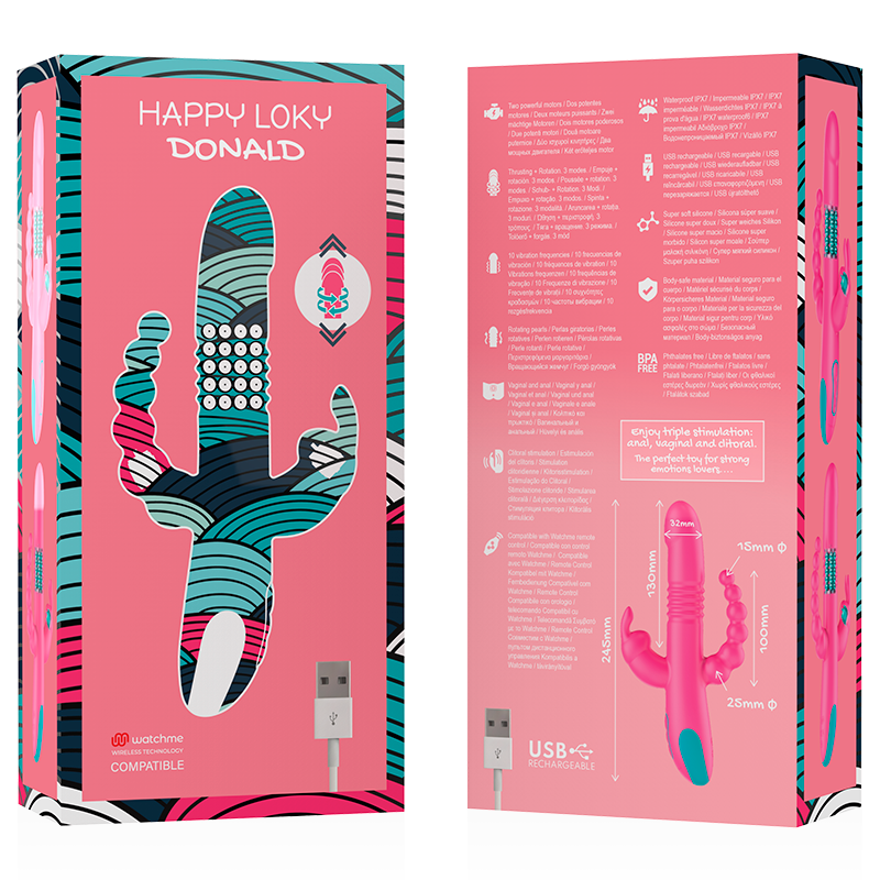 Happy Loky - Donald Triple Estimulación: Anal, Punto G & Clítoris Compatible Con Watchme Wireless Technology