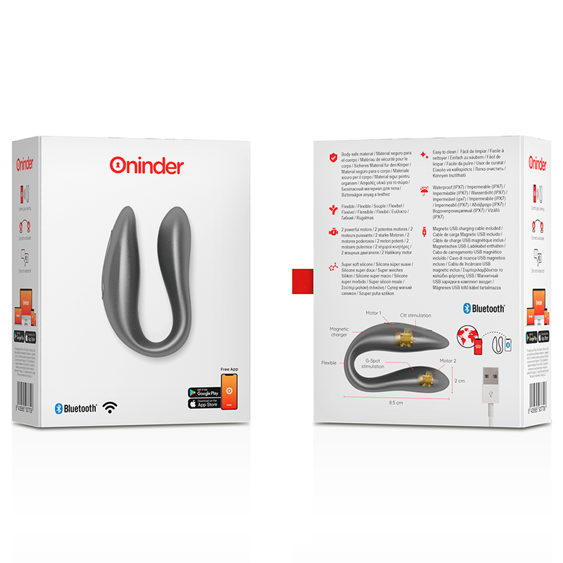 Oninder - Lisboa Estimulador Punto G & Clítoris Negro - App Gratuita