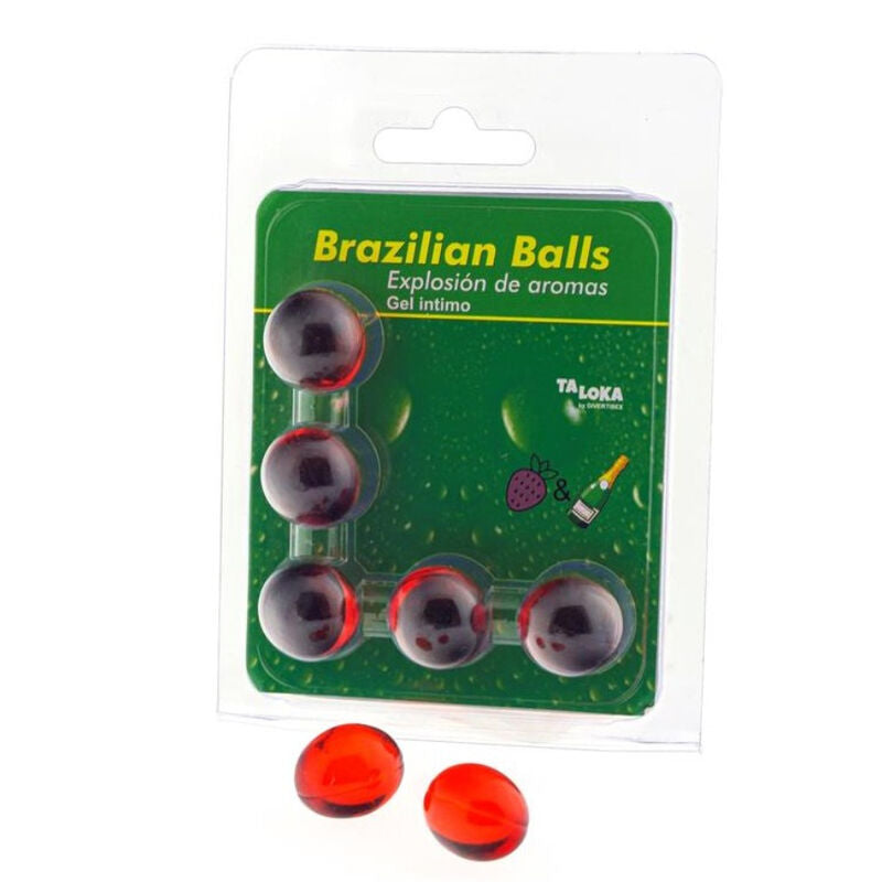 5 Brazilian Balls Explosion De Aromas Gel Intimo - Fresa Y Champán