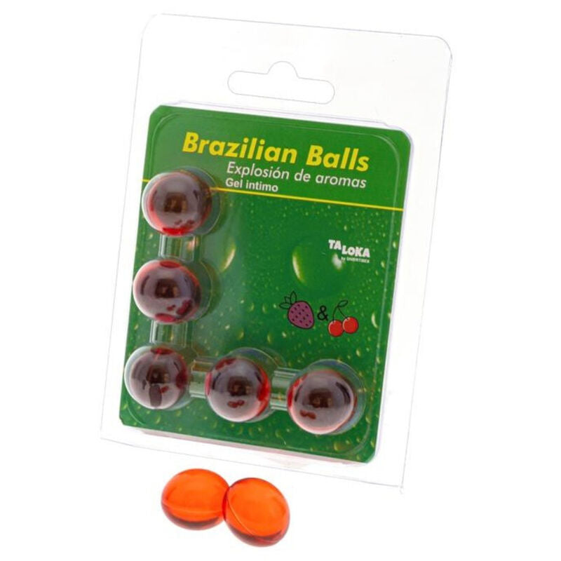 5 Brazilian Balls Explosion De Aromas Gel Intimo - Fresa Y Cereza