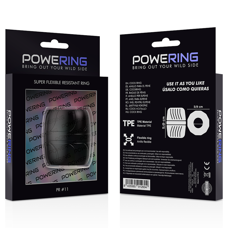 Powering - Super Flexible Y Resistente Anillo Pene 5 Cm Pr11 Negro