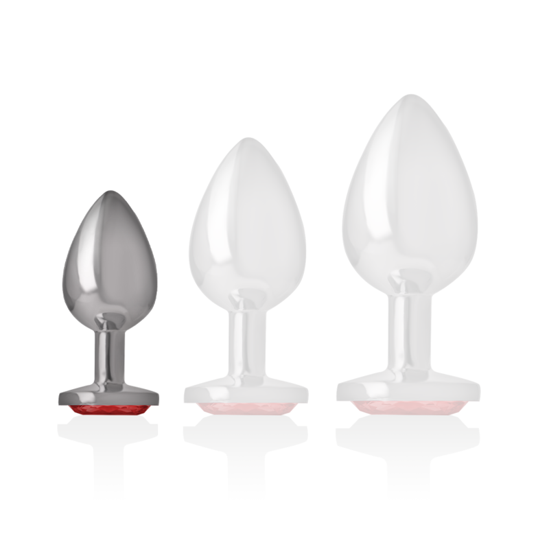 Intense - Plug Anal Metal Aluminio Con Cristal Rojo Talla S