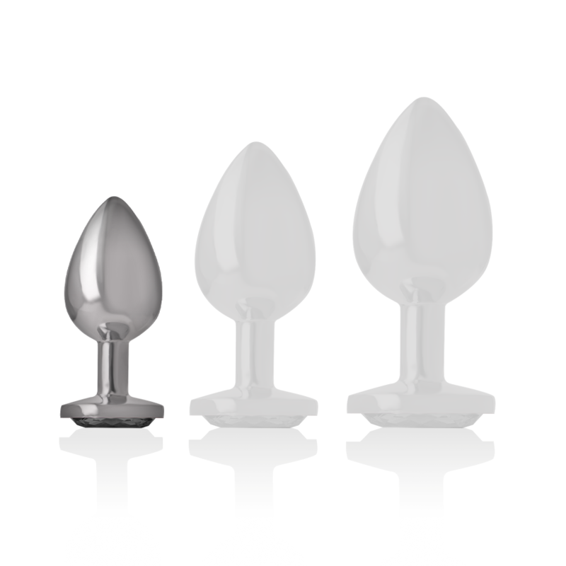 Intense - Plug Anal Metal Aluminio Con Cristal Negro Talla S