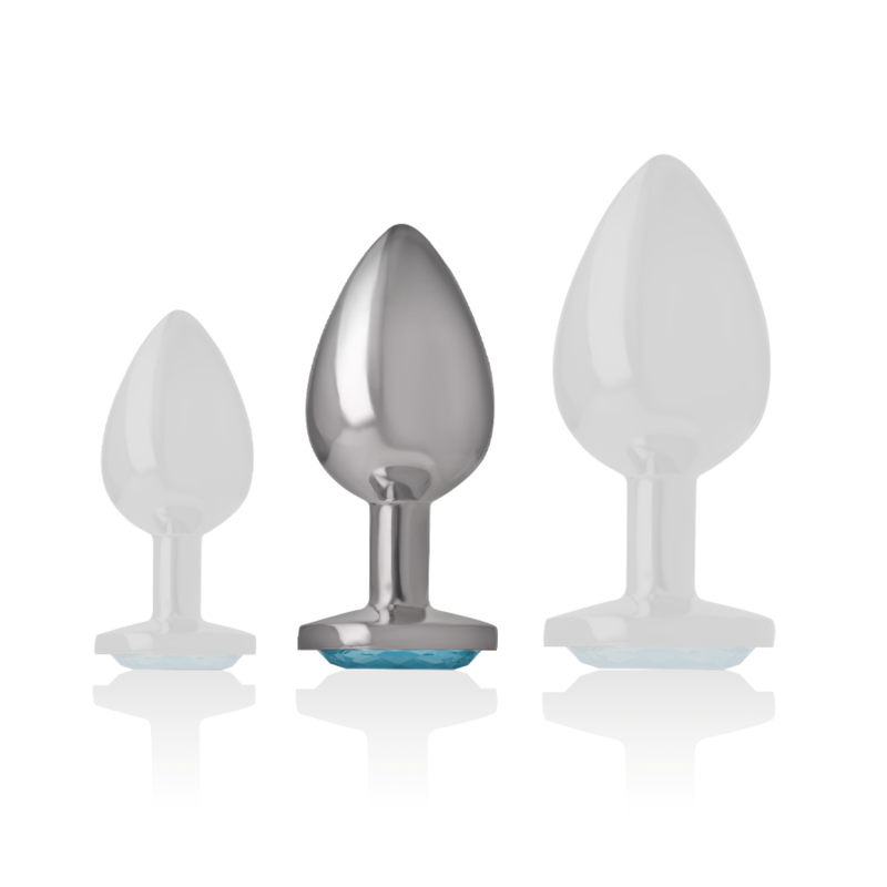 Intense - Plug Anal Metal Aluminio Con Cristal Azul Talla M