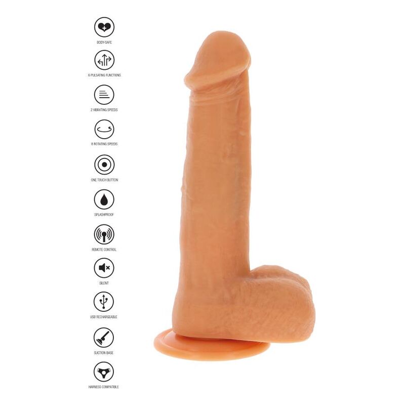 Get Real - Dildo Vibrador Con Bolas Giratorias Natural
