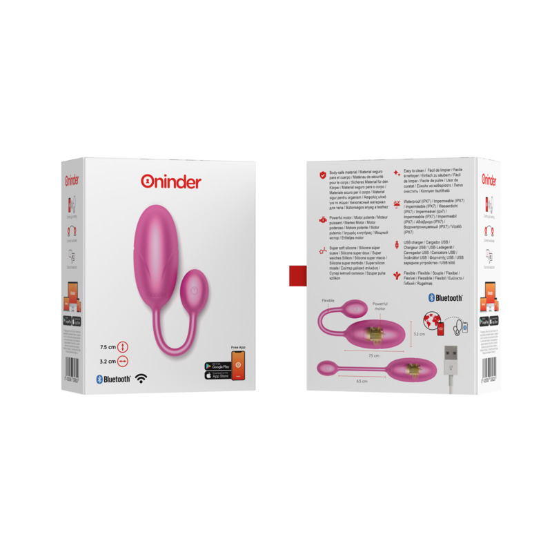 Oninder - Tokyo Huevo Vibrador Rosa 7.5 X 3.2 Cm - App Gratuita