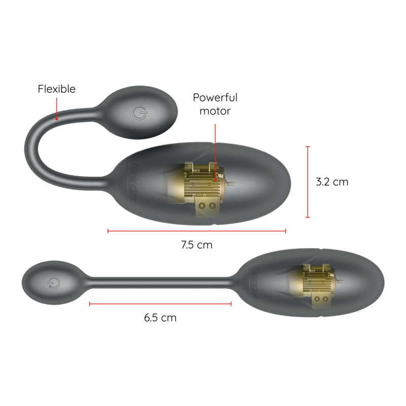 Oninder - Tokyo Huevo Vibrador Negro 7.5 X 3.2 Cm - App Gratuita