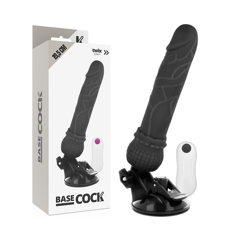 Basecock - Vibrador Realistico Control Remoto Negro 19.5 Cm -O- 4 Cm