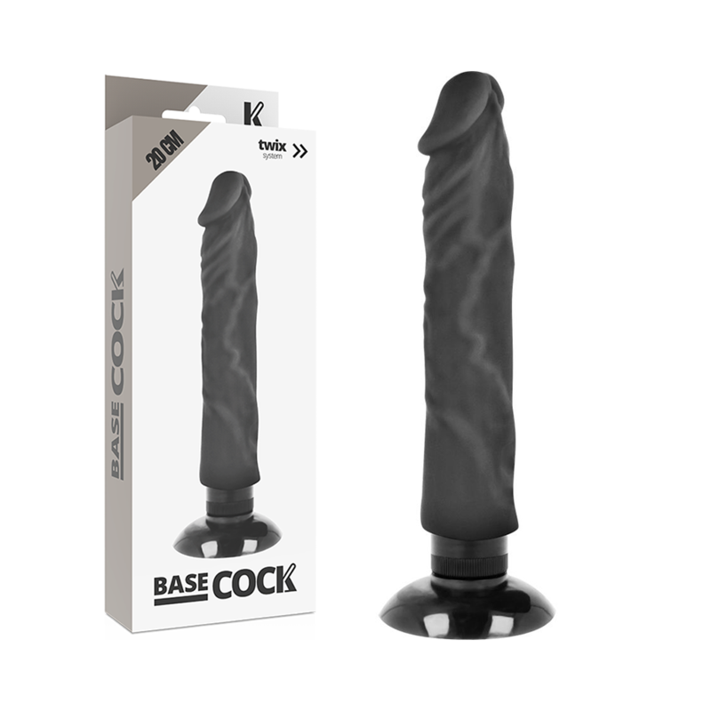 Basecock - Vibrador Realistico 2-1 Natural Negro 20 Cm -O- 4 Cm