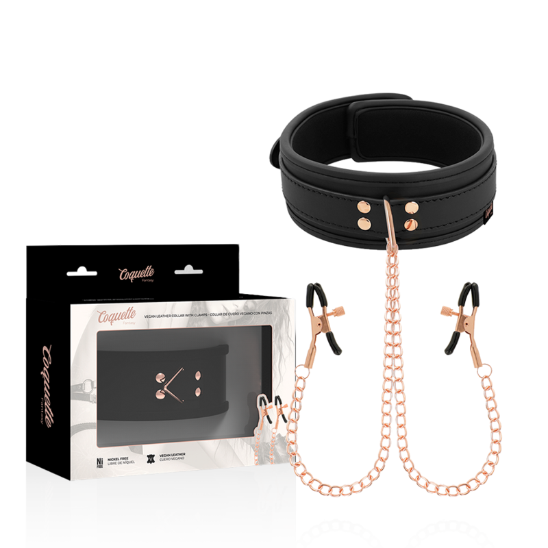 Coquette Chic Desire - Fantasy Collar Con Pinzas Pezones Con Forro De Neopreno