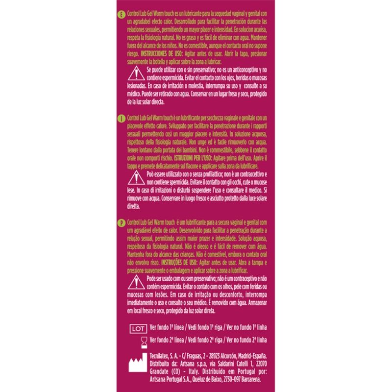 Control - Lub Gel Lubricante Efecto Calor 75 Ml