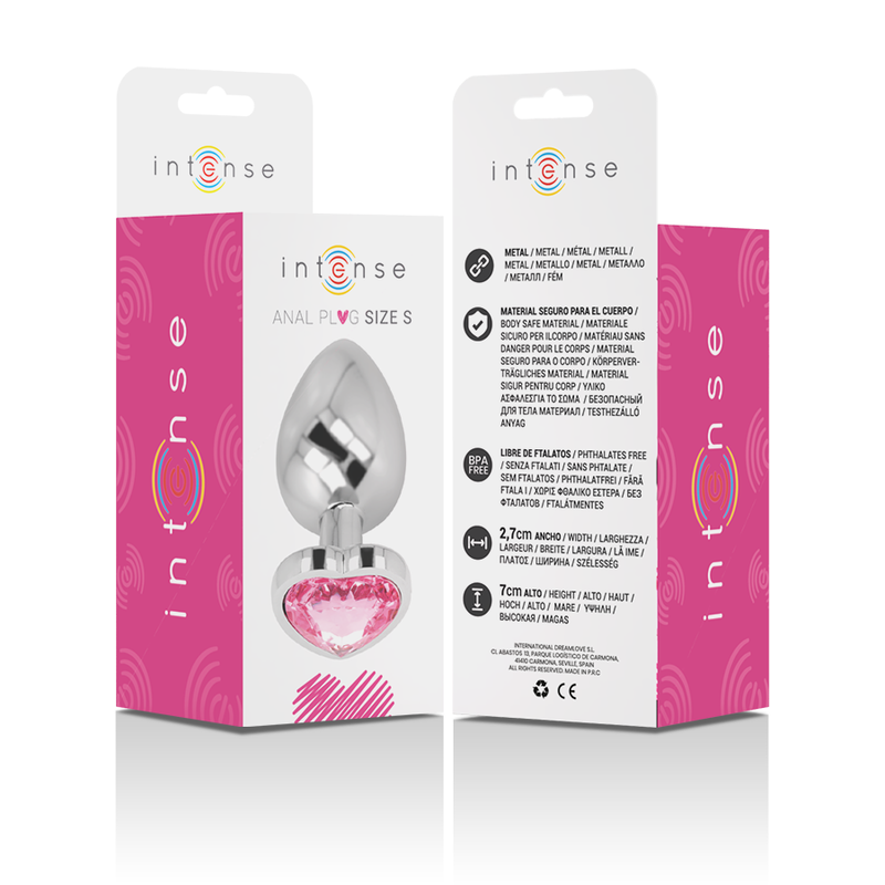 Intense - Plug Anal Metal Aluminio Corazón Rosa Talla S