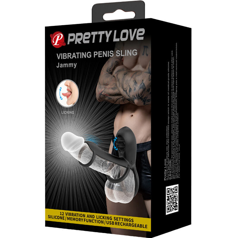 Masturbador Pretty Love Jammy Funda De Pene 12 Vibraciones Con Lengua Recargable Silicona