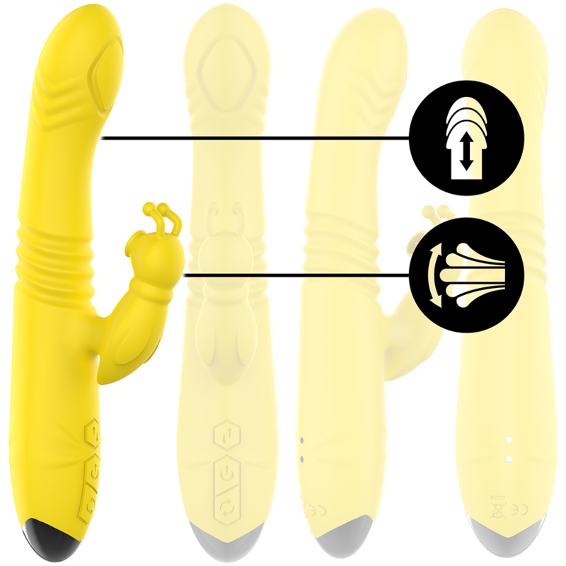 Intense - Toky Vibrador Multifunción Recargable Up & Down Con Estimulador De Clitoris Amarillo
