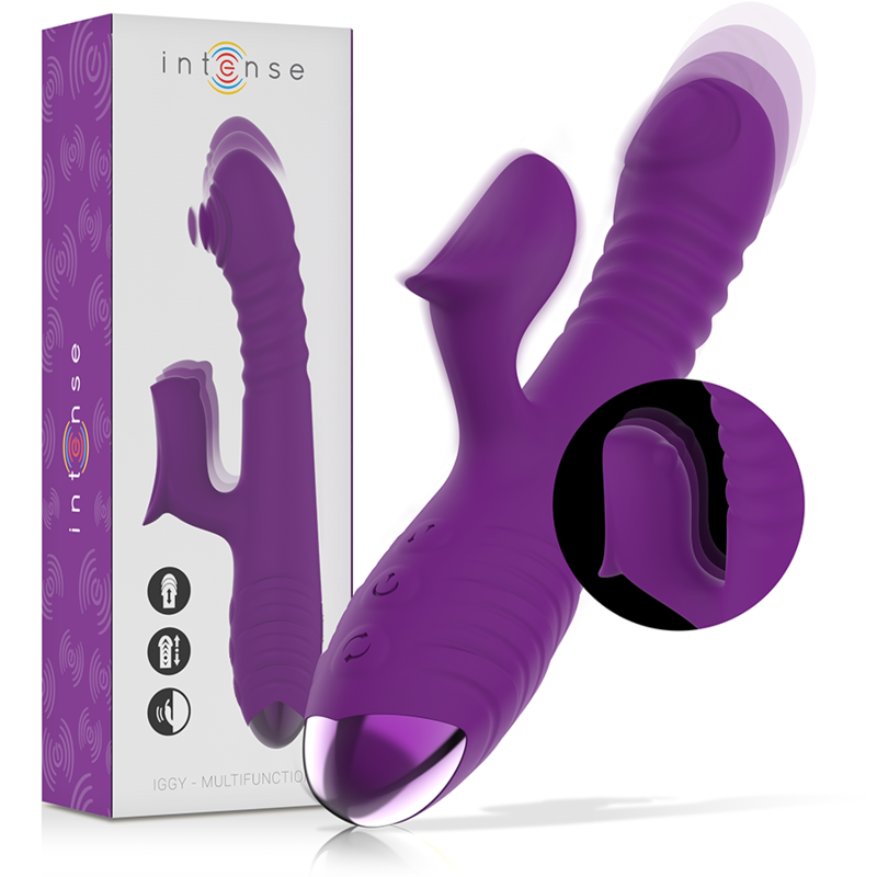 Intense - Iggy Vibrador Multifunción Recargable Up & Down Con Estimulador De Clitoris Morado