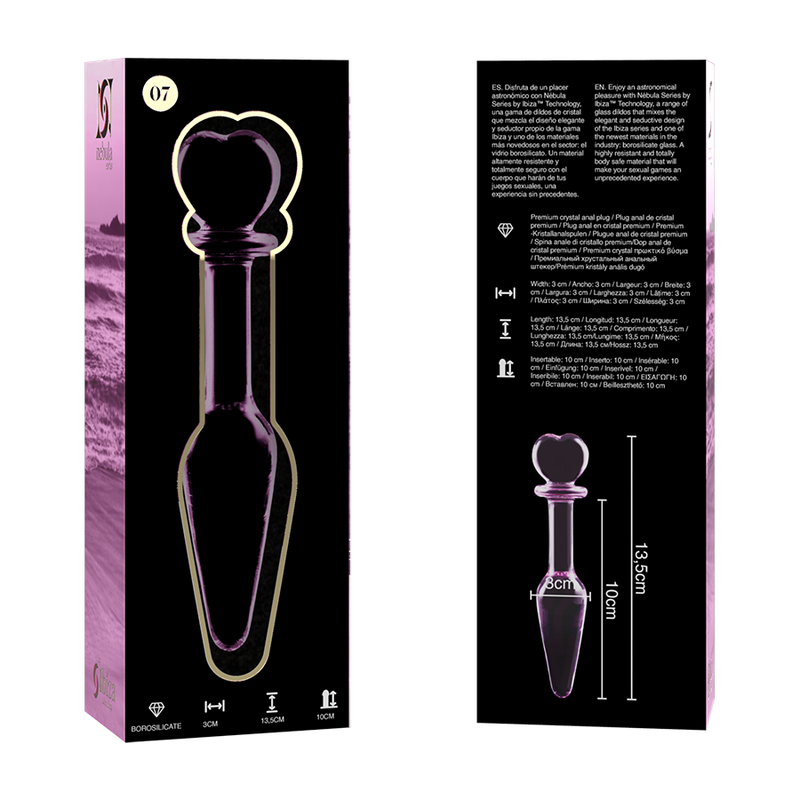 Plug Cristal Nebula Series By Ibiza - Modelo 7 Borosilicato 13.5 X 3 Cm Rosa