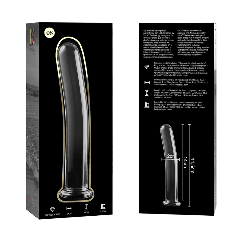 Dildo Cristal Nebula Series By Ibiza - Modelo 8 Borosilicato 14.5 X 2 Cm Transparente