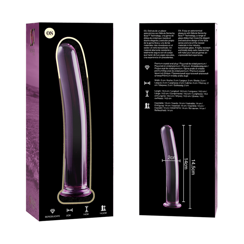 Dildo Cristal Nebula Series By Ibiza - Modelo 8 Borosilicato 14.5 X 2 Cm Rosa