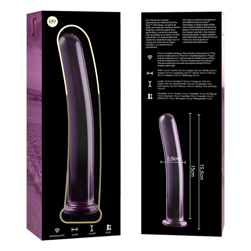 Dildo Cristal Nebula Series By Ibiza - Modelo 9 Borosilicato 15.5 X 2.5 Cm Rosa