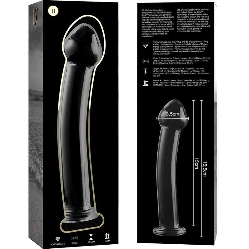 Dildo Cristal Nebula Series By Ibiza - Modelo 11 Borosilicato 16 X 3 Cm Transparente