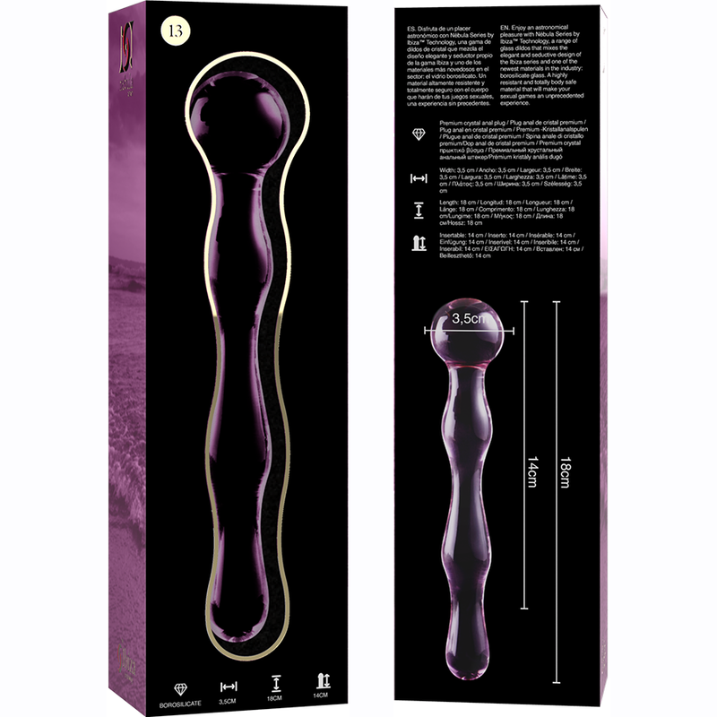 Dildo Cristal Nebula Series By Ibiza - Modelo 13 Borosilicato 18 X 3.5 Cm Rosa