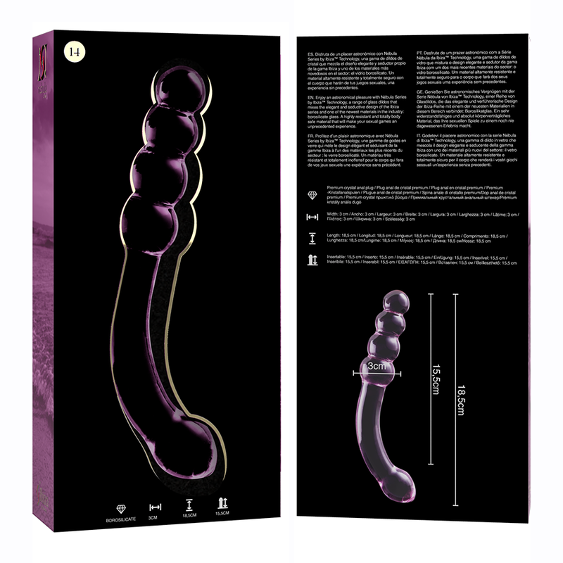 Dildo Cristal Nebula Series By Ibiza - Modelo 14 Borosilicato 18.5 X 3 Cm Rosa