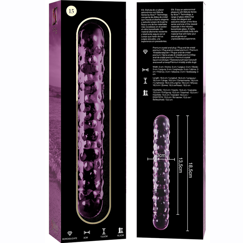 Dildo Cristal Nebula Series By Ibiza - Modelo 15 Borosilicato 18.5 X 3 Cm Rosa