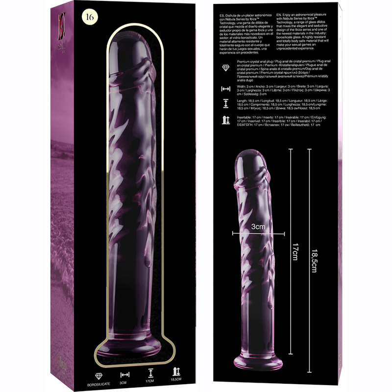 Dildo Cristal Nebula Series By Ibiza - Modelo 16 Borosilicato 18.5 X 3 Cm Rosa