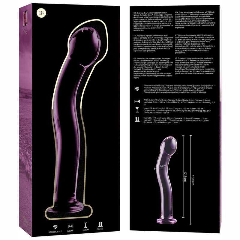 Dildo Cristal Nebula Series By Ibiza - Modelo 18 Borosilicato 18.5 X 3.5 Cm Rosa