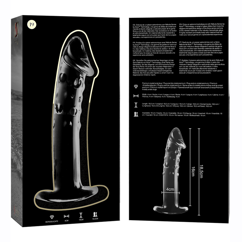 Dildo Nebula Series By Ibiza Modelo 19 Cristal Borosilicato 18.5 X 4 Cm Transparente