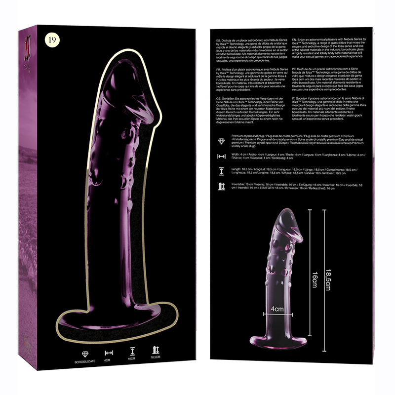 Dildo Nebula Series By Ibiza Modelo 19 Cristal Borosilicato 18.5 X 4 Cm Rosa