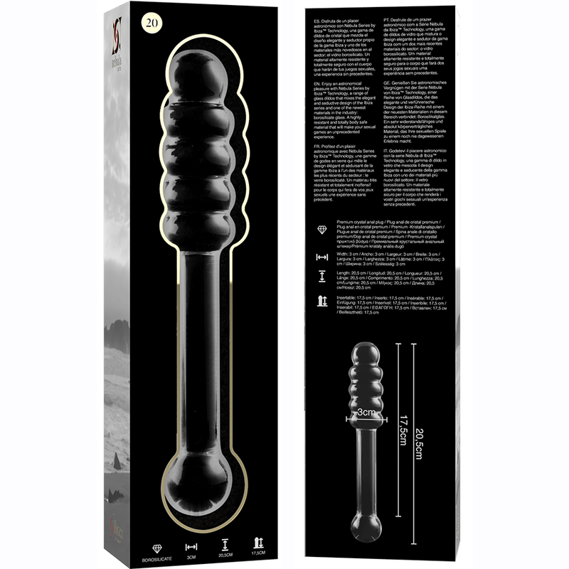 Nebula Series By Ibiza - Modelo 20 Dildo Cristal Transparente 20.5 Cm -o- 3 Cm