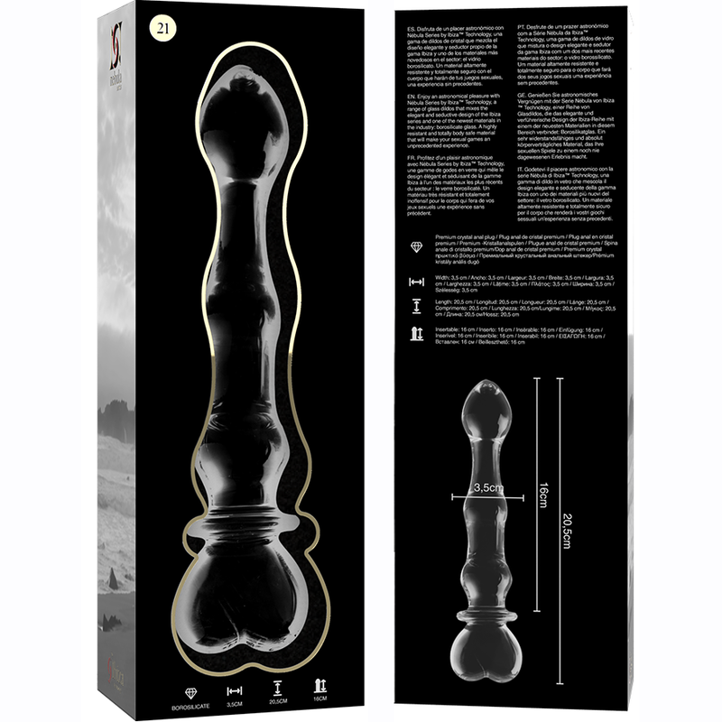 Dildo Nebula Series By Ibiza Modelo 21 Cristal Borosilicato 20.5 X 3.5 Cm Transparente