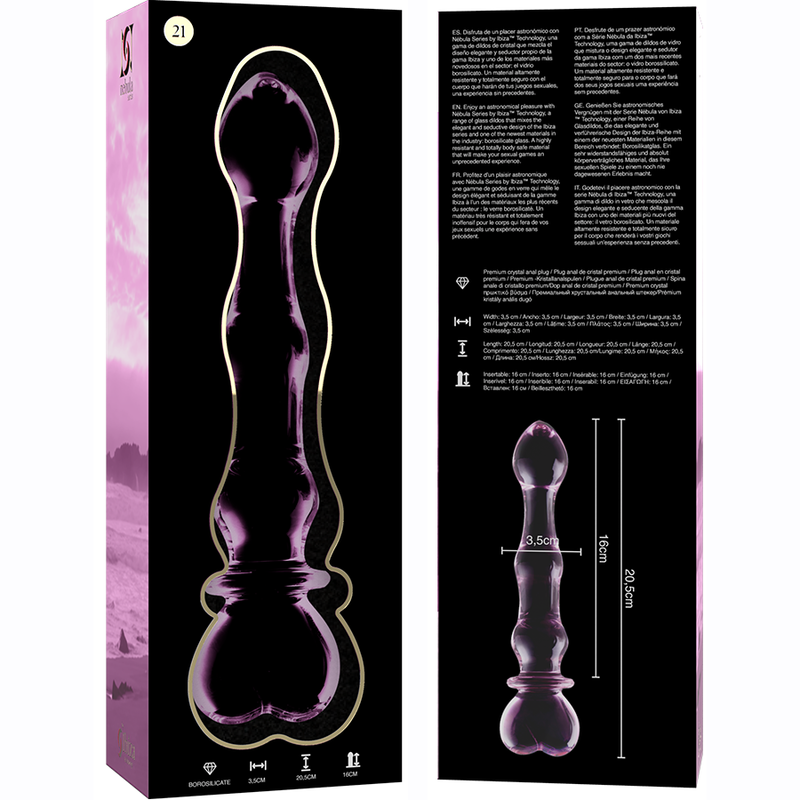 Dildo Nebula Series By Ibiza Modelo 21 Cristal Borosilicato 20.5 X 3.5 Cm Rosa