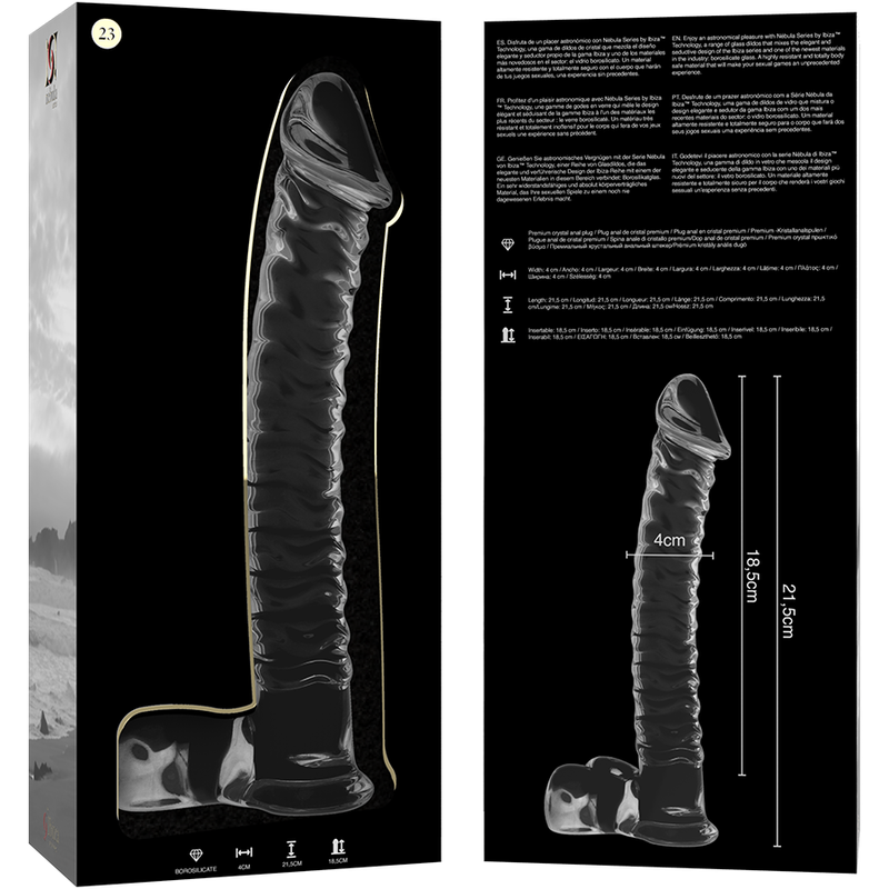 Dildo Nebula Series By Ibiza Modelo 23 Cristal Borosilicato 21.5 X 4 Cm Transparente