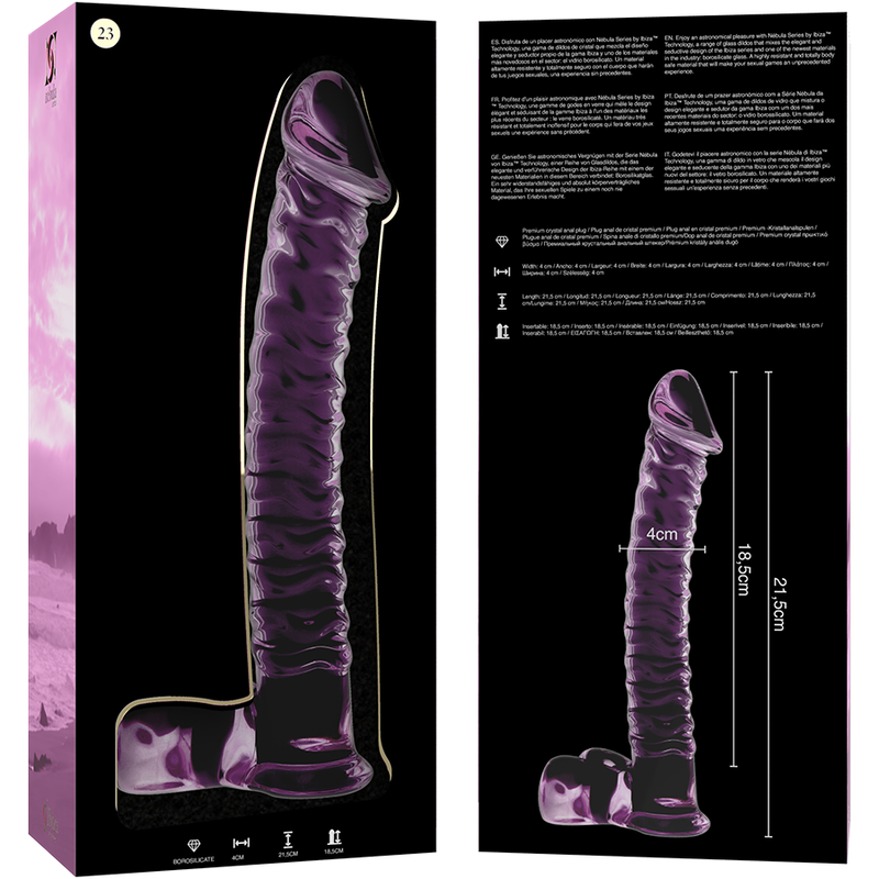 Dildo Nebula Series By Ibiz Modelo 23 Cristal Borosilicato 21.5 X 4 Cm Rosa