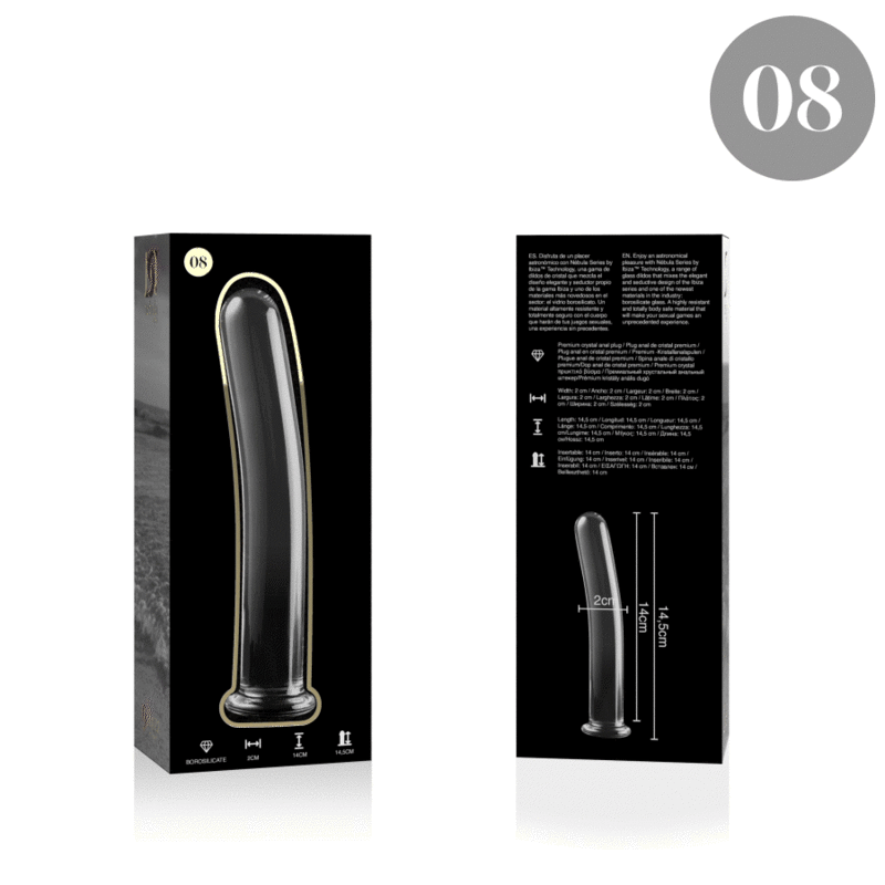 Dildo Cristal Nebula Series By Ibiza - Modelo 8 Borosilicato 14.5 X 2 Cm Transparente