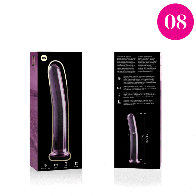 Dildo Cristal Nebula Series By Ibiza - Modelo 8 Borosilicato 14.5 X 2 Cm Rosa