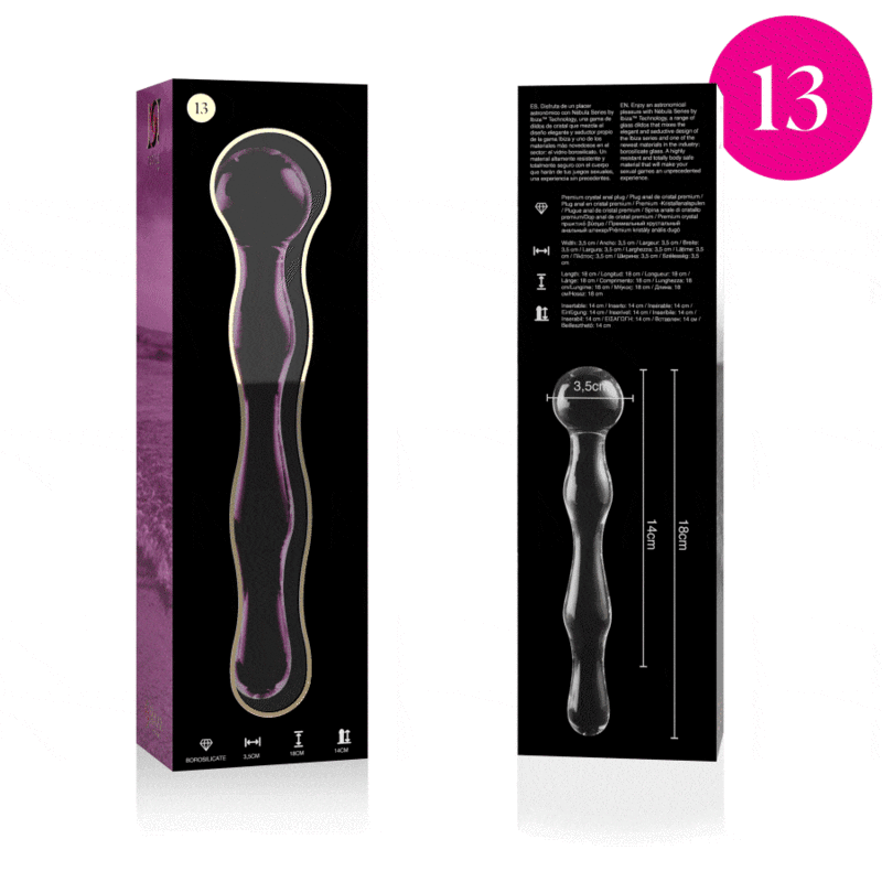 Dildo Cristal Nebula Series By Ibiza - Modelo 13 Borosilicato 18 X 3.5 Cm Rosa